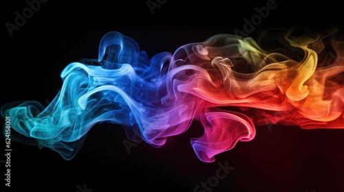 Abstract motion graphic background, Colorful creative smoke waves on black background.