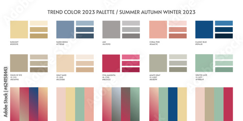 New fashion color and gradients trend 2023. Color palette forecast of the future color trend and gradients new color combinations Summer Autumn Winter 2023