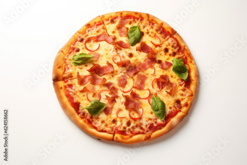 Pizza isolated on white background. AI generative.