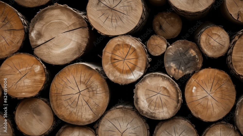 Stack of wooden stumps in cross section texture background, Wood industry background, Firewood. Stack of wooden stumps in cross section texture background, Wood industry background, Firewood.