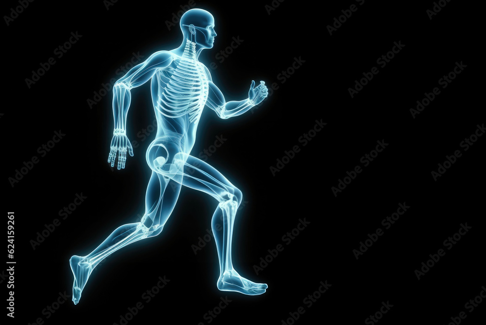 X-ray of human male man running in medical test, Body and Skeleton.. X-ray of human male man running in medical test, Body and Skeleton..