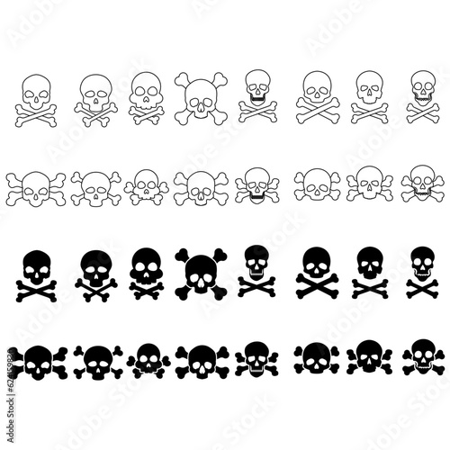 Skull and Bones vector icon set. danger illustration sign collection. poison symbol or logo.