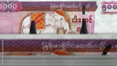 Myanmar Kyat money banknotes pack 3d illustration