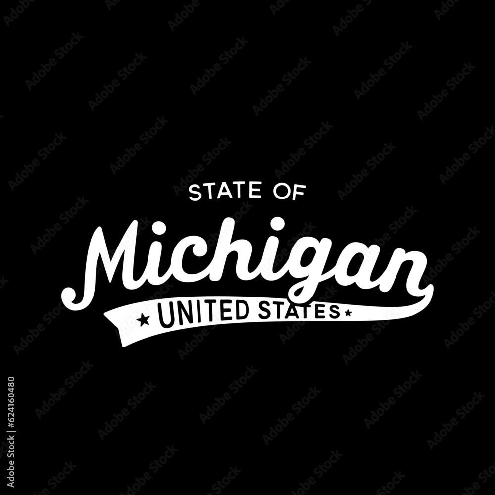 Michigan lettering design. Michigan, United States, typography design. Michigan, text design. Vector and illustration.