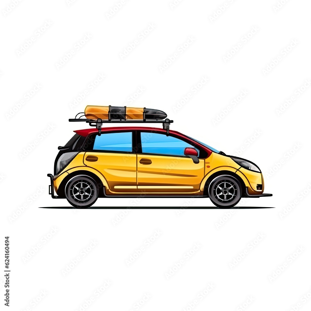 Hatchback car isolated on white background. Colorful vehicle transport. Generative AI Hatchback car isolated on white background. Colorful vehicle transport. Generative AI