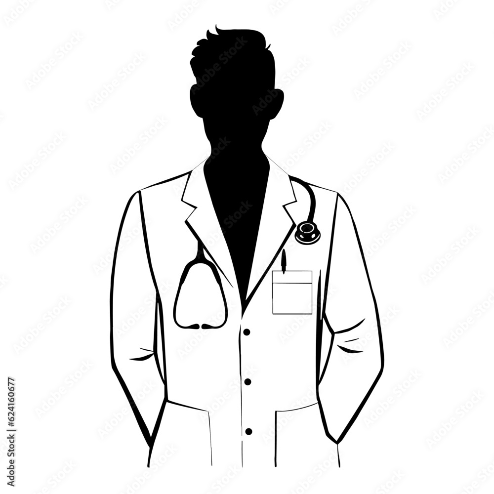 Doctor with Stethoscope Silhouette. Vector illustration Doctor with Stethoscope Silhouette. Vector illustration