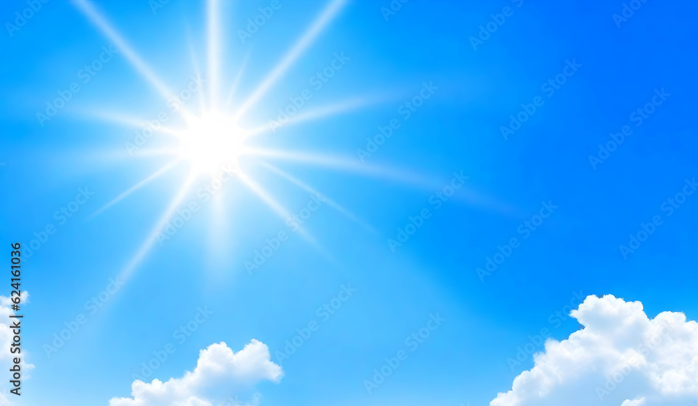 Bright sunshine blue sky background, sunshine background