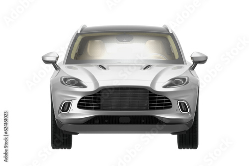 front view car isolated on white empty background premium png