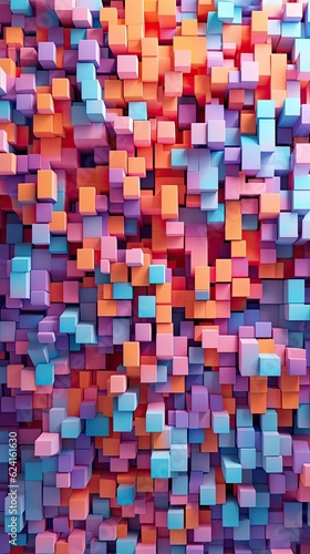 Mosaic Pixel Art abstract background. Colorful futuristic illustration art. Generative AI