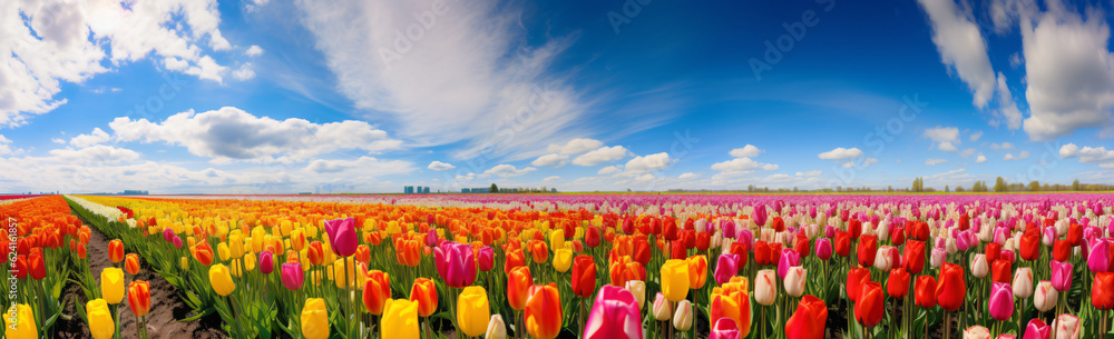 tulip field and sky background
