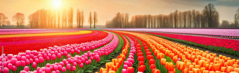 Fototapeta premium field of tulips in spring background