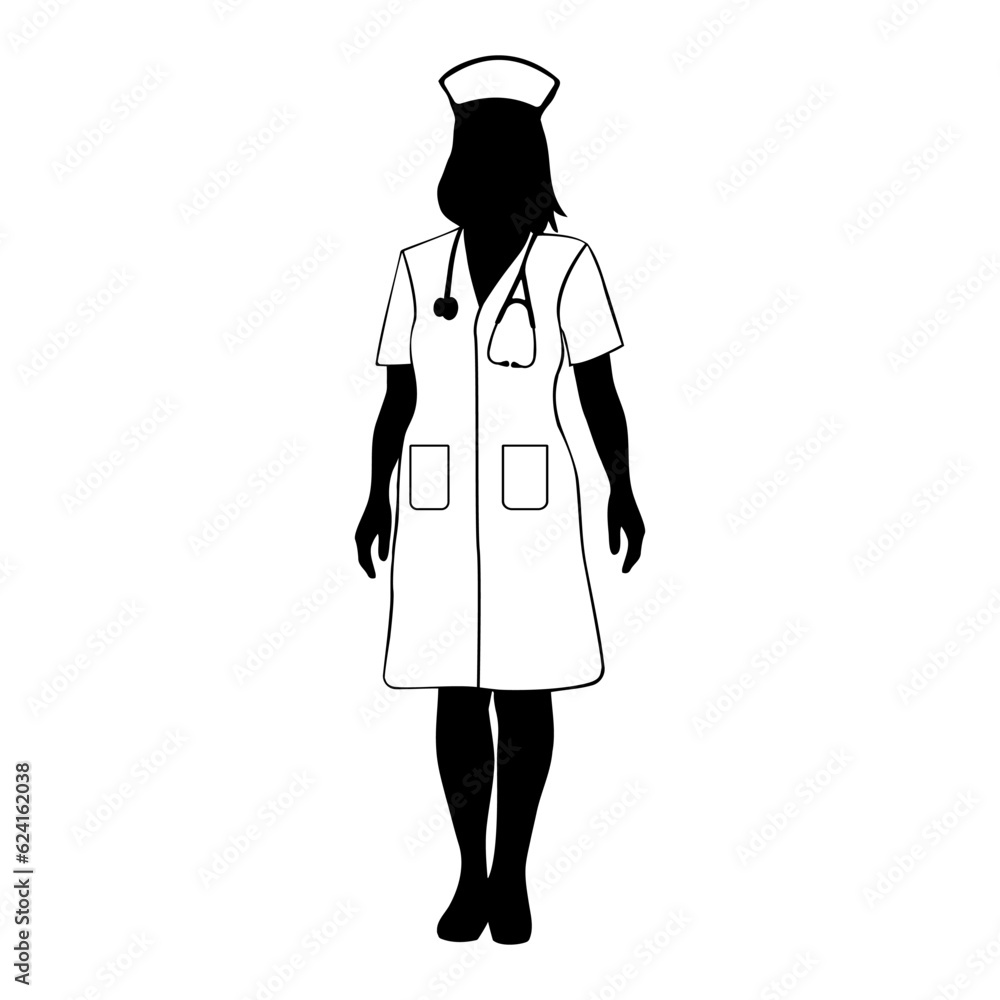 Woman nurse silhouette. Vector illustration Woman nurse silhouette. Vector illustration