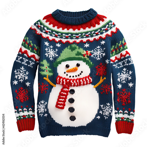 Christmas ugly sweater isolated. Illustration AI Generative photo