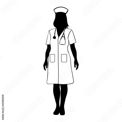 Woman nurse silhouette. Vector illustration
