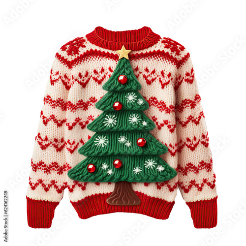 Christmas ugly sweater isolated. Illustration AI Generative