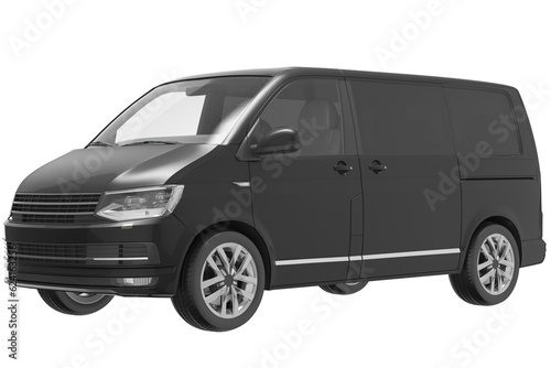 black vip delivery van cross side view on isolated empty background for mockup