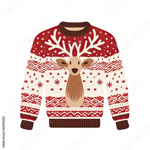 Christmas ugly sweater isolated. Illustration AI Generative