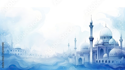 Watercolor Ramanad background. Illustration AI Generative.