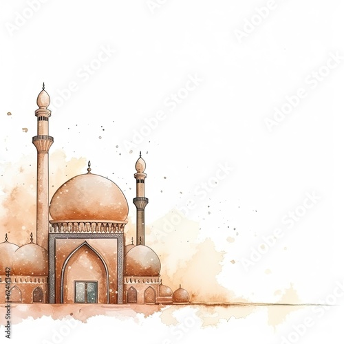 Watercolor Ramanad background. Illustration AI Generative.