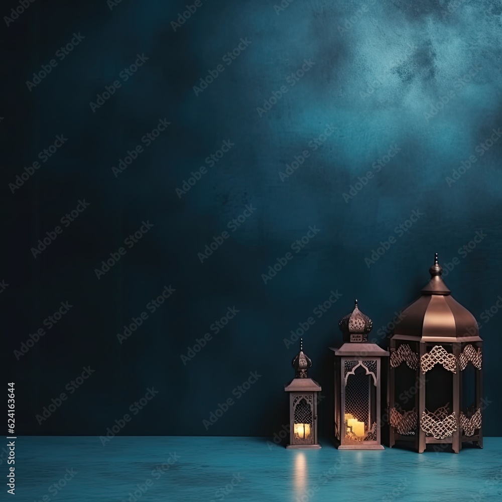 Fototapeta premium Ramadan holiday background. Illustration AI Generative.