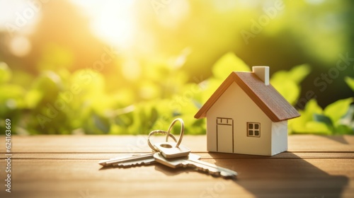 House with key. Real estate concept. Illustration AI Generative.
