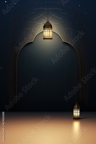 Ramadan holiday background. Illustration AI Generative.