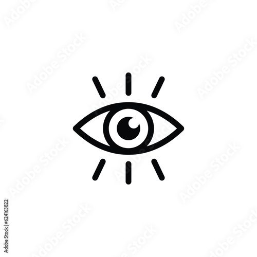 open eye icon, view icon. eye retina scan symbol. Recognition and authentication icon. Black vector