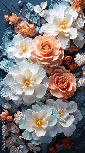 Rose flowers illustration. Floral background. Generative AI © tanyastock
