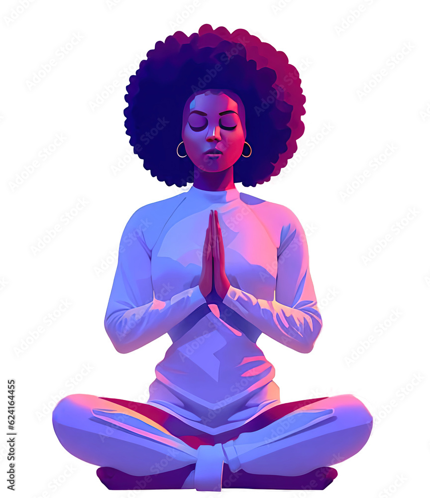 BIPOC - Serene and empowered African American women embrace meditation, their tranquil spirits radiating grace, wisdom, and a profound connection to their inner selves.