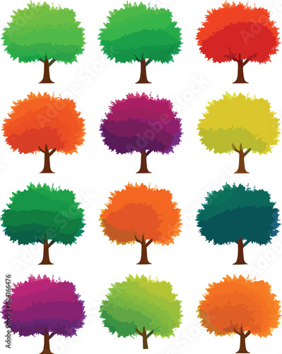 Beautiful trees bushes shrubs seasesonal vector art