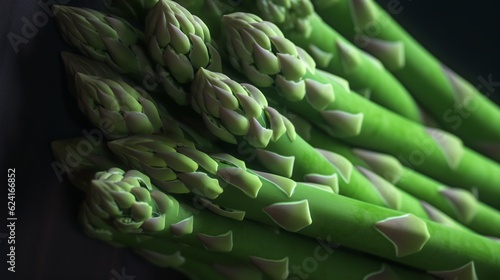 Background of fresh green asparagus leaves pattern. Realistic illustration. Close-up. generativ ai