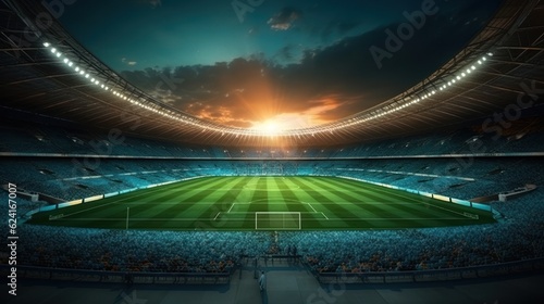 Soccer stadium. Illustration AI Generative. © olegganko