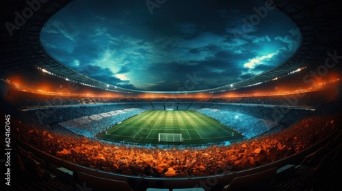 Soccer stadium. Illustration AI Generative.