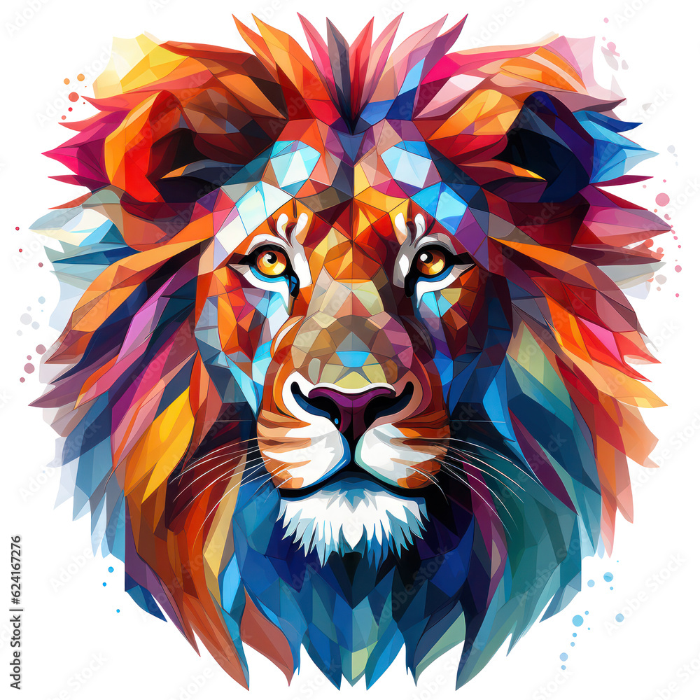 Rainbow lion head, аbstract art, AI generation Rainbow lion head, аbstract art, AI generation