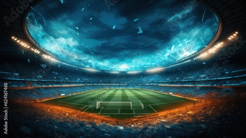 Soccer stadium. Illustration AI Generative.