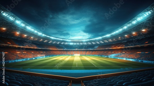 Soccer stadium. Illustration AI Generative.