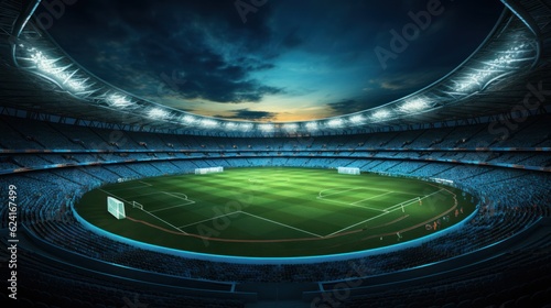 Soccer stadium. Illustration AI Generative.