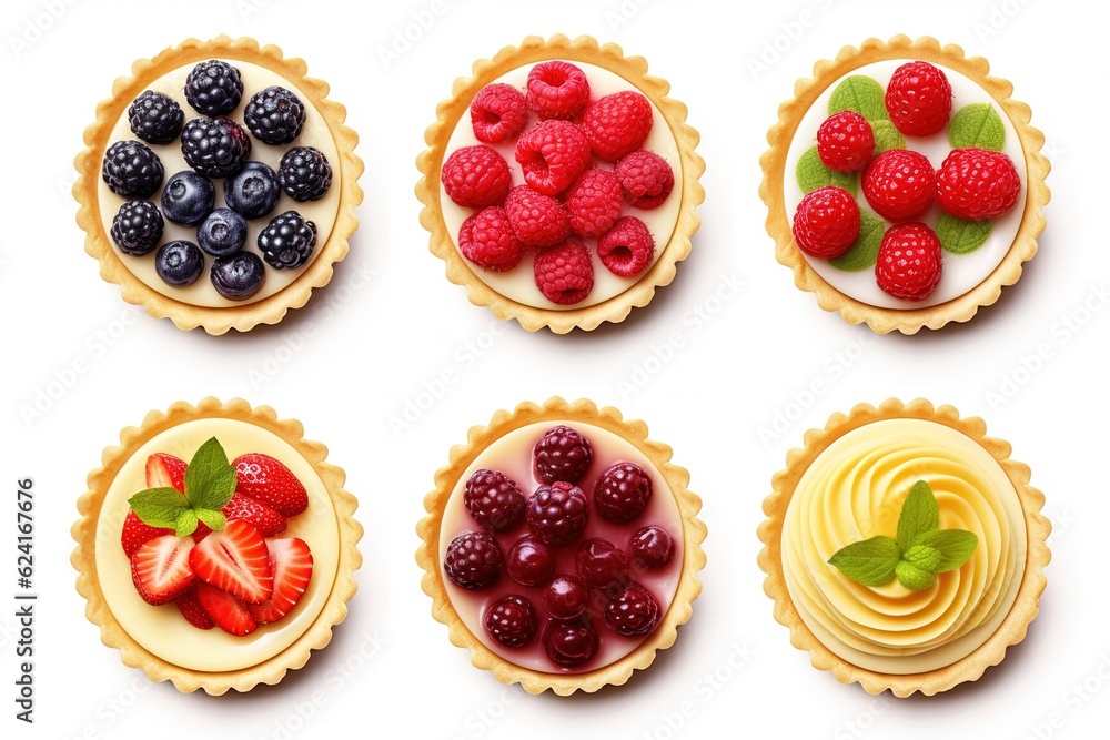 Set of tasty sweet tartlets with fresh berries. Set of tasty sweet tartlets with fresh berries.