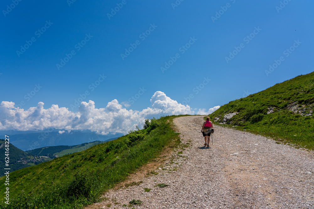 Hiking trail on Monte Baldo on Lake Garda in Italy.