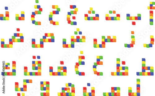 Arabic Alphabet letters coloring blocks