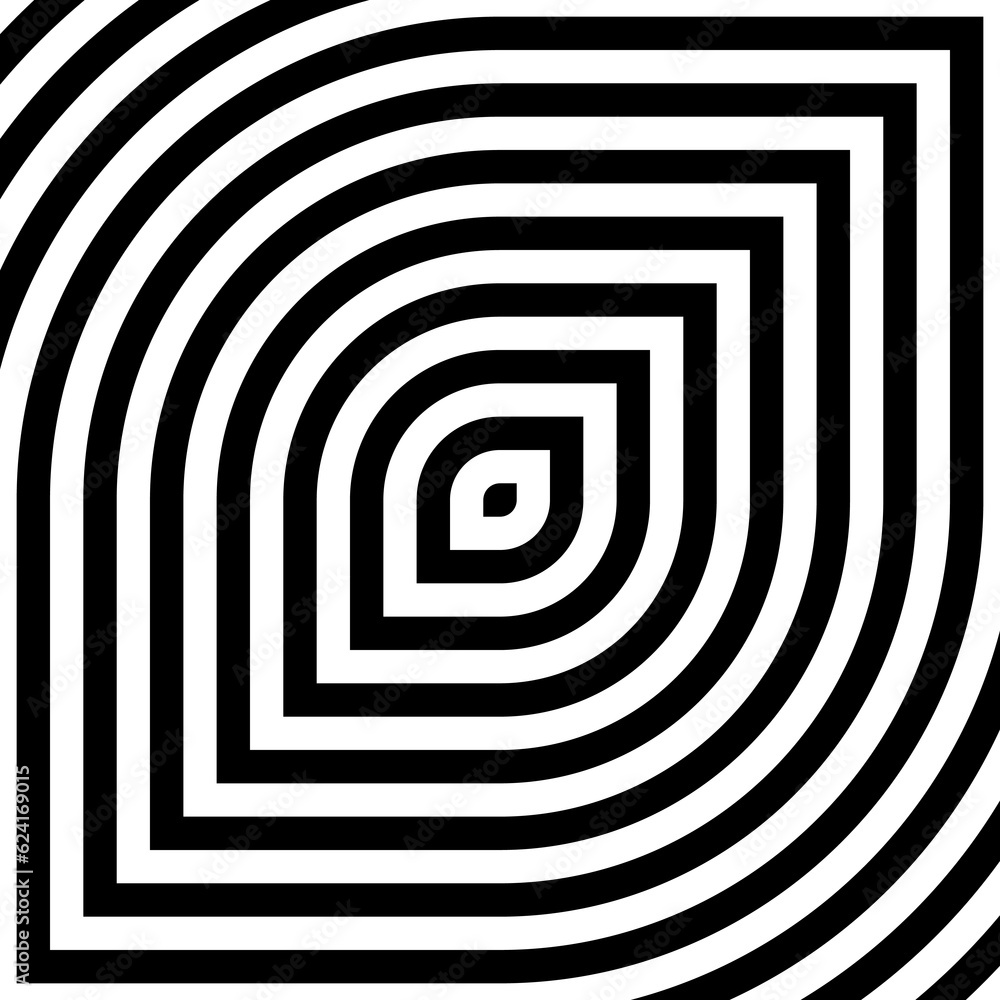 Stylized black rhombuses with rounded corners on white background. Symmetric geometric repeating ovals with sharp sides. Stripped surface pattern design. Closed curves wallpaper. Digital paper. Vector Stylized black rhombuses with rounded corners on white background. Symmetric geometric repeating ovals with sharp sides. Stripped surface pattern design. Closed curves wallpaper. Digital paper. Vector