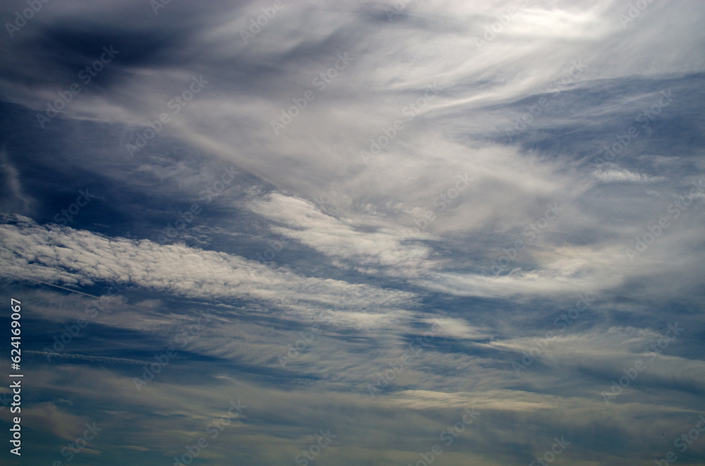 Cirrus clouds against a blue sky in Germany