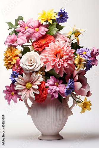 flowers in a vase on white background © alphazero