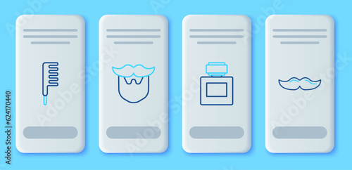 Set line Mustache and beard, Aftershave, Hairbrush and icon. Vector