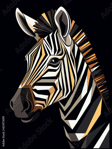 A Vector Art Illustration of a Geometric Zebra with Bold Sharp Angles   Generative AI