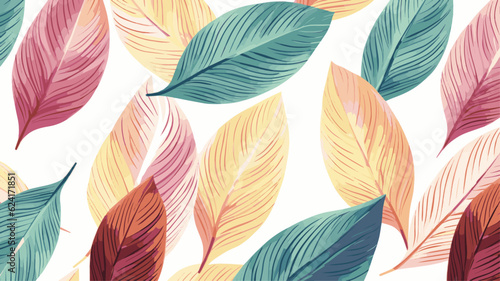 Tropical leaf line art background Natural botanic