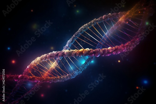 DNA strand, Spiral DNA Strand in a Vein Ambience, Illuminated by a Bright Molecule, Unveiling Organic Connections and Inner Light, Amidst Floating Human Cells and Viral Presence © Ben