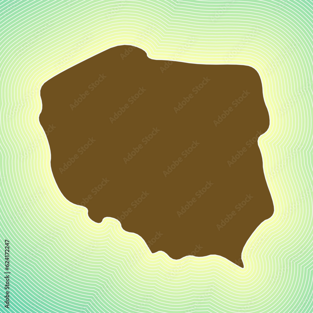 Poland map icon. Country shape on radiant striped gradient background. Poland vibrant poster. Amazing vector illustration.