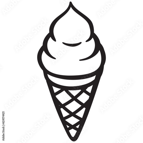 Black single ice cream line icon. Simple tasty dessert flat design pictogram, clipart vector illustration for ads app logo ads web banner button ui ux interface elements isolated on white background