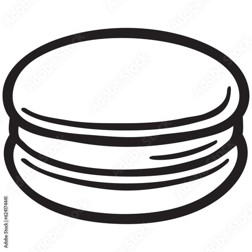 Black single sweet macaroon line icon. Simple sweetness flat design pictogram, clipart vector illustration for app logo web banner button ui ux interface elements isolated on white background